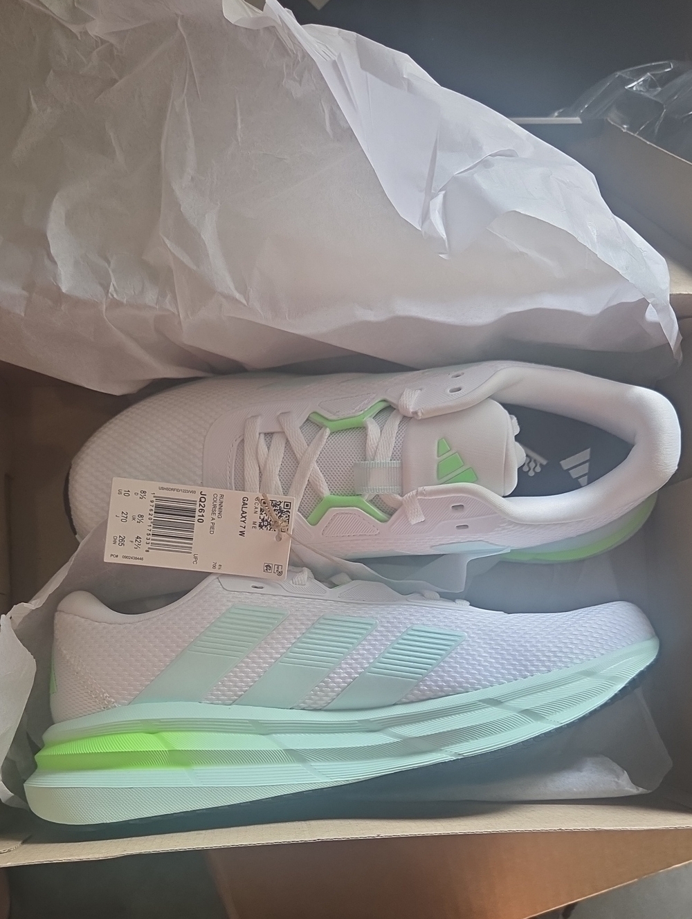 adidas Kids White Sneakers with Mint Green Accents